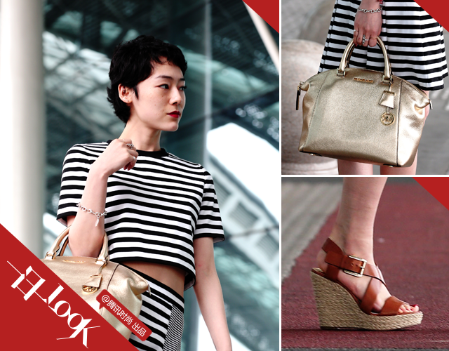 赤坂沙世短款条纹装显瘦 呈现法式风情2.png