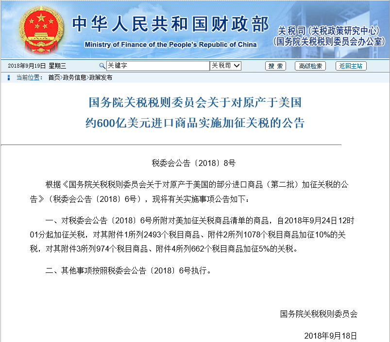 关于对原产于美国的部分商品加征关税的公告0.png